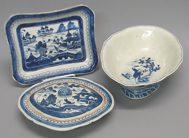 Appraisal: Including small platter with in-curved sides x worn rim oval