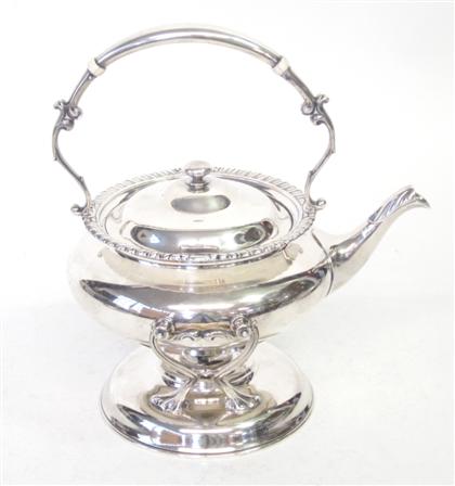 Appraisal: Sterling silver hot water kettle on warming standdominick haff ny