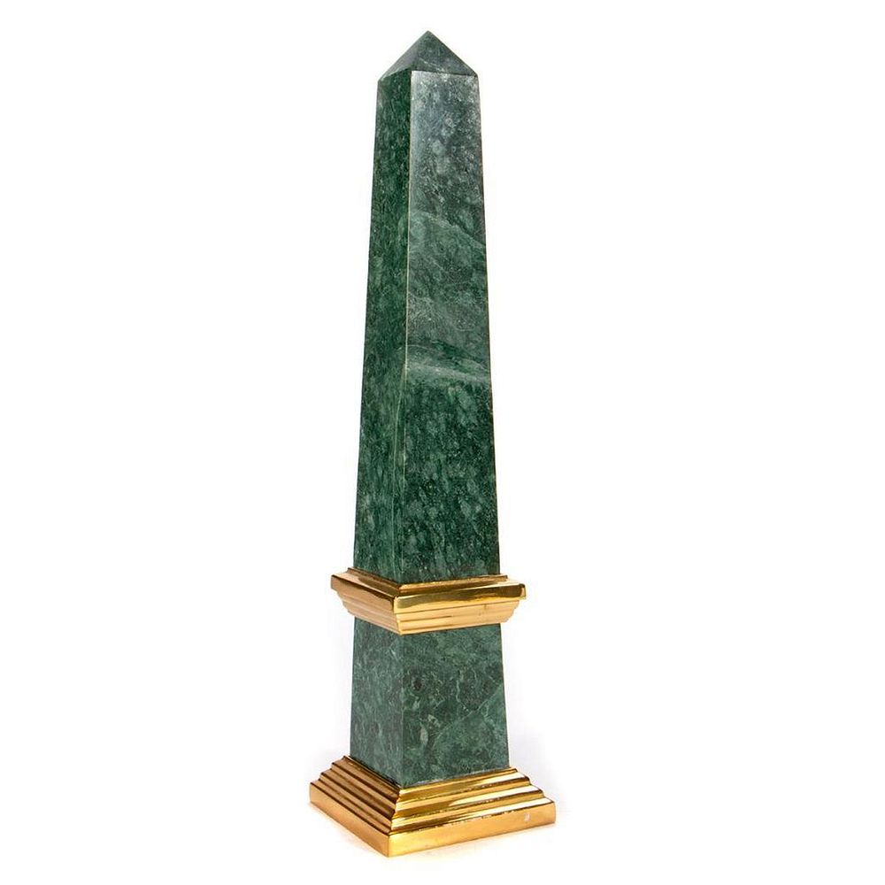 Appraisal: Marble obelisk Marble and brass obelisk H - Base -