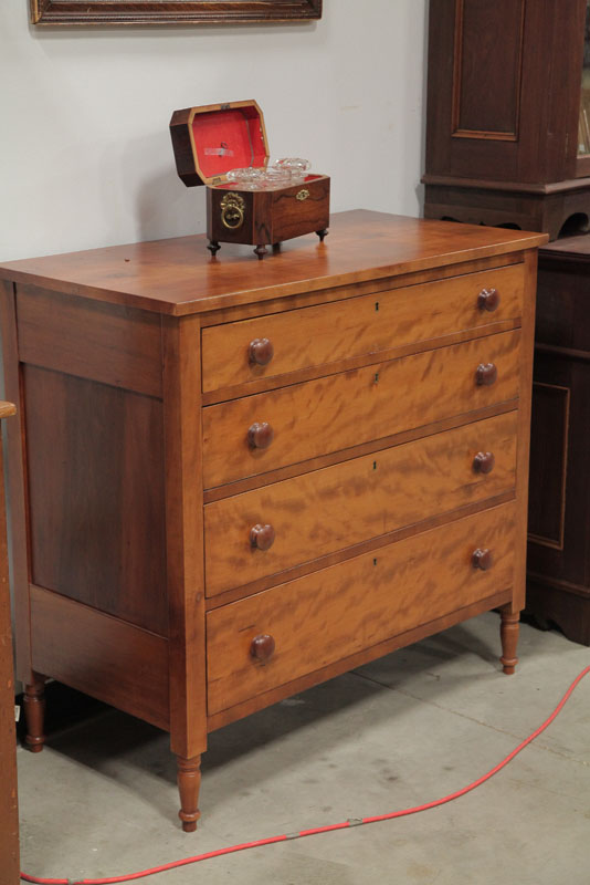 Appraisal: CHEST OF DRAWERS Walnut with birch drawer fronts Four graduated