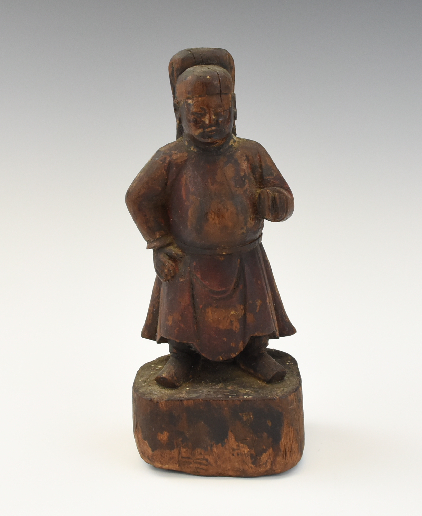 Appraisal: CHINESE ANTIQUE CARVED WOOD FIGURE - TH C Chinese possibly