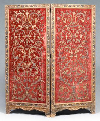 Appraisal: Italian carved and gilt room screen wooden two panel room