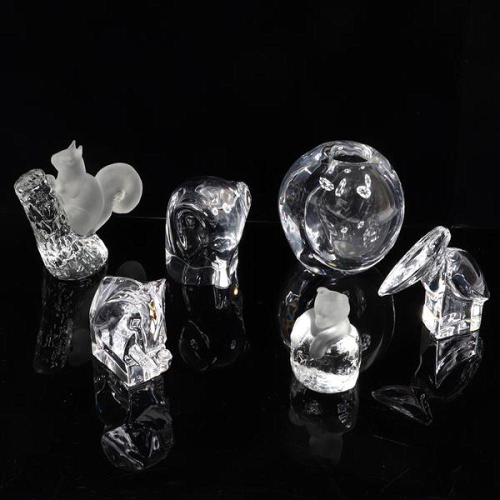 Appraisal: COLORLESS CRYSTAL PC ORREFORS ELEPHANT AND PELICAN FIGURES AND GORAN