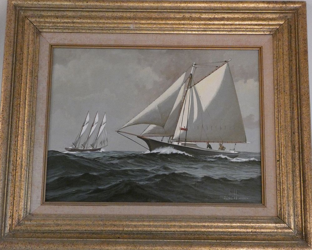 Appraisal: BEN NEILL PAINTING OF SAILBOATS Fine oil painting on board