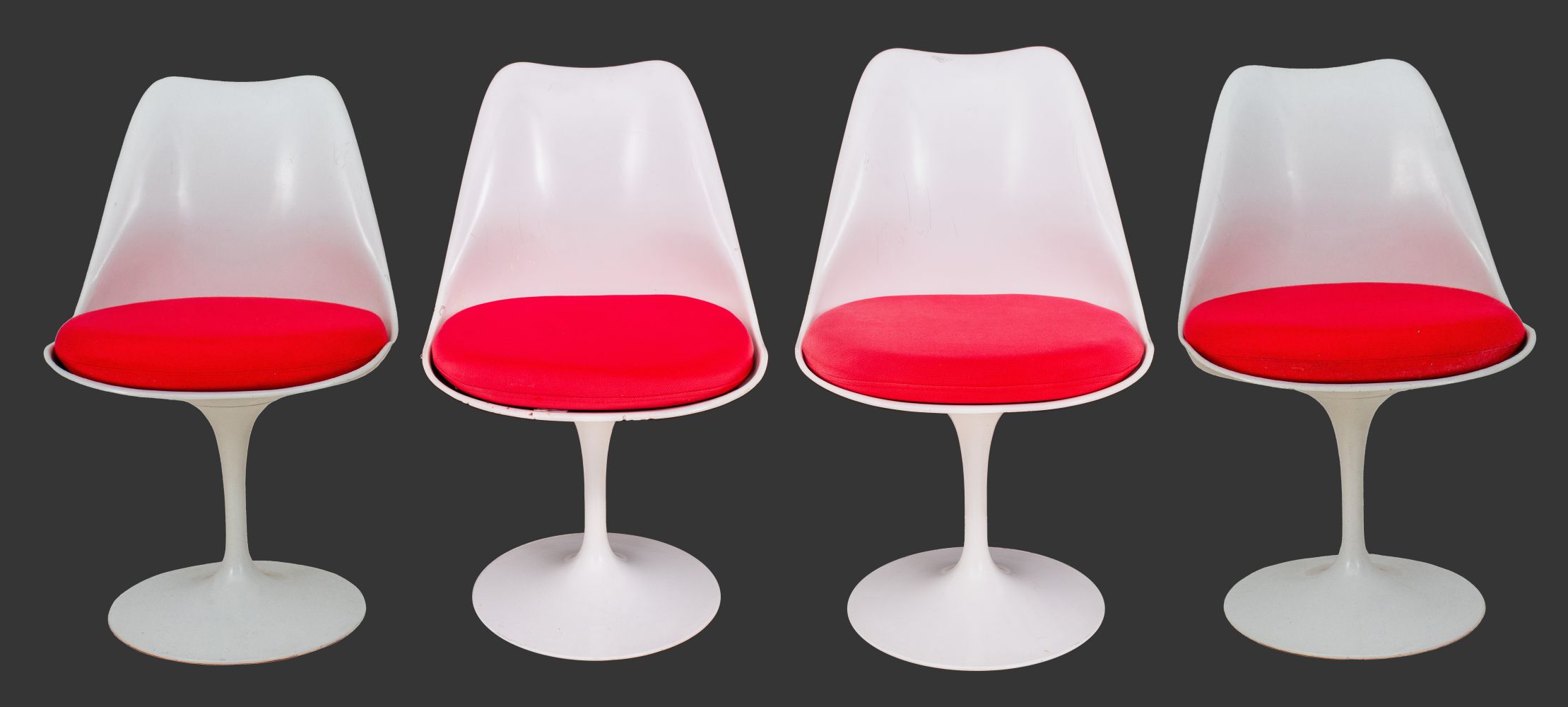 Appraisal: EERO SAARINEN FOR KNOLL WHITE TULIP CHAIR Set of four