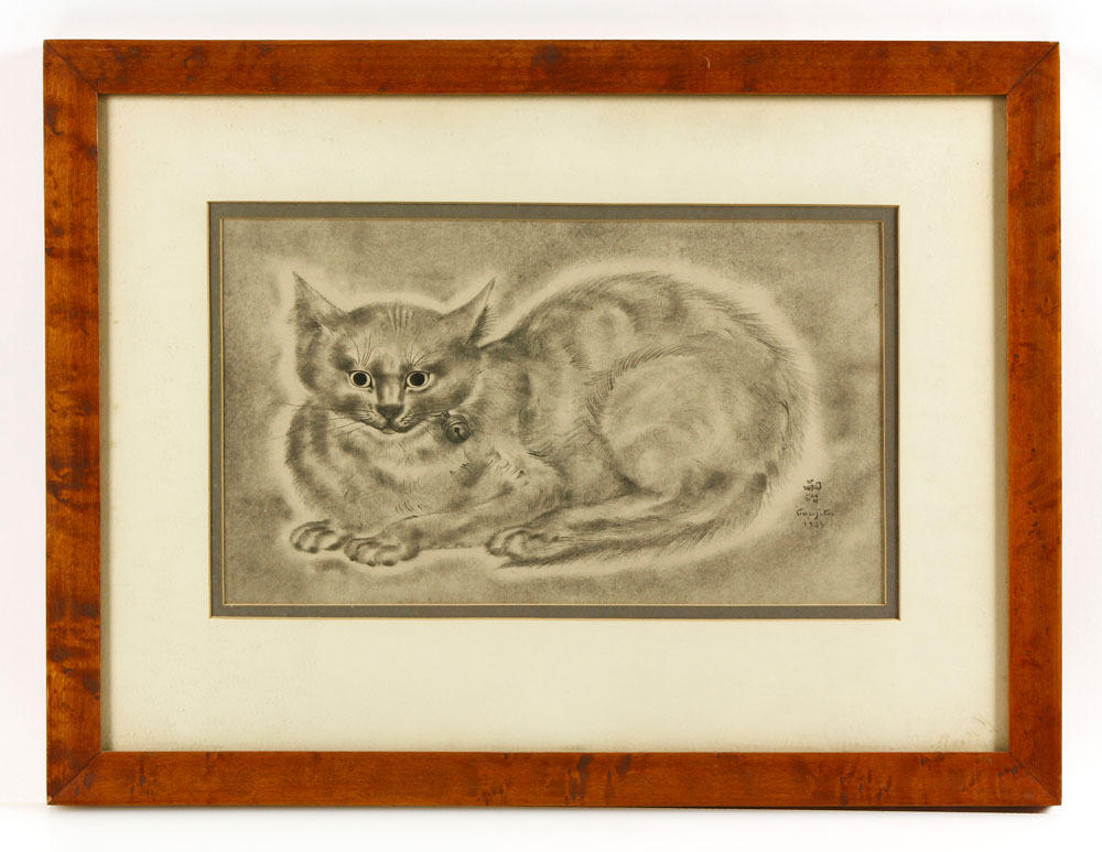 Appraisal: - Foujita Seated Cat Print L onard Tsuguharu Foujita French