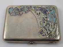 Appraisal: A Russian silver and champleve enamel cigarette case with cabochon