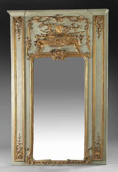 Appraisal: A Louis XVI style parcel gilt and paint decorated mirror