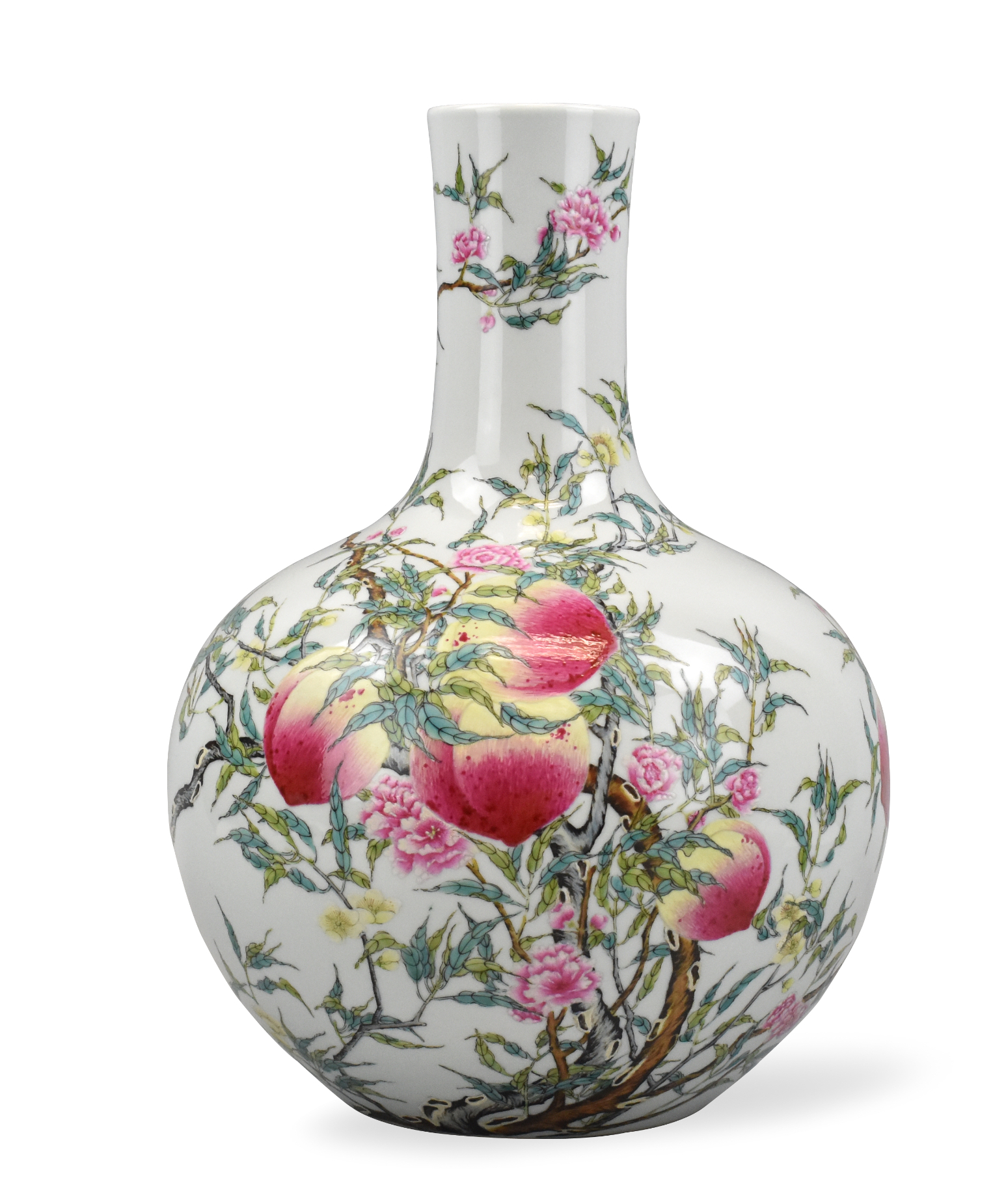 Appraisal: A Chinese famille rose globular vase with peaches Large ripe