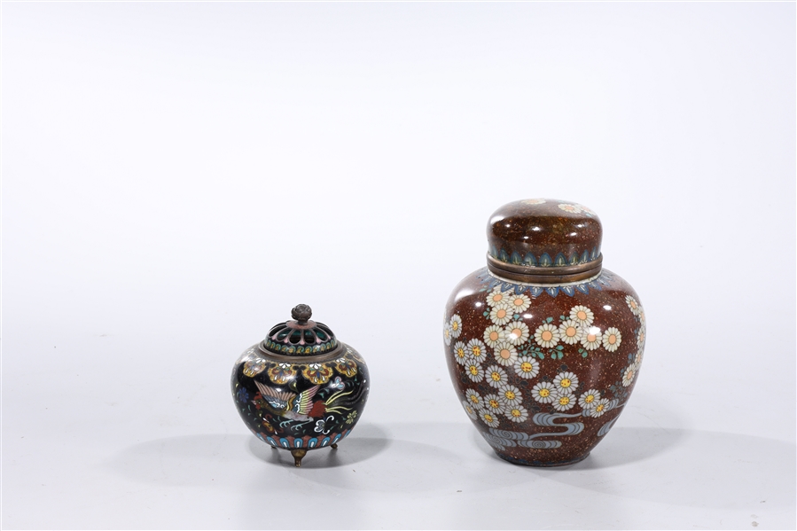 Appraisal: Two early th c Japanese cloisonnes including a covered vase