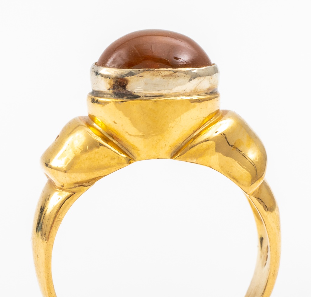 Appraisal: MID-CENTURY MODERN K YELLOW GOLD CITRINE RING Vintage Mid-Century Modern