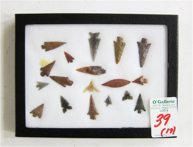 Appraisal: NINETEEN NATIVE AMERICAN INDIAN ARROW HEADS and bird points hand