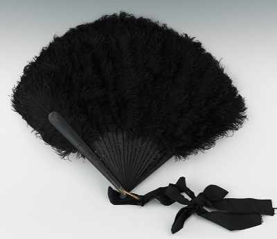 Appraisal: A Black Ostrich Feather Hand Fan Apprx - L black