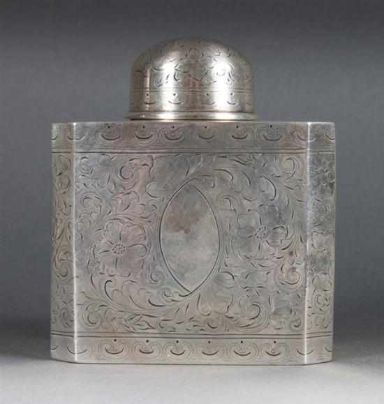 Appraisal: American engraved sterling silver tea caddy probably Baltimore late th