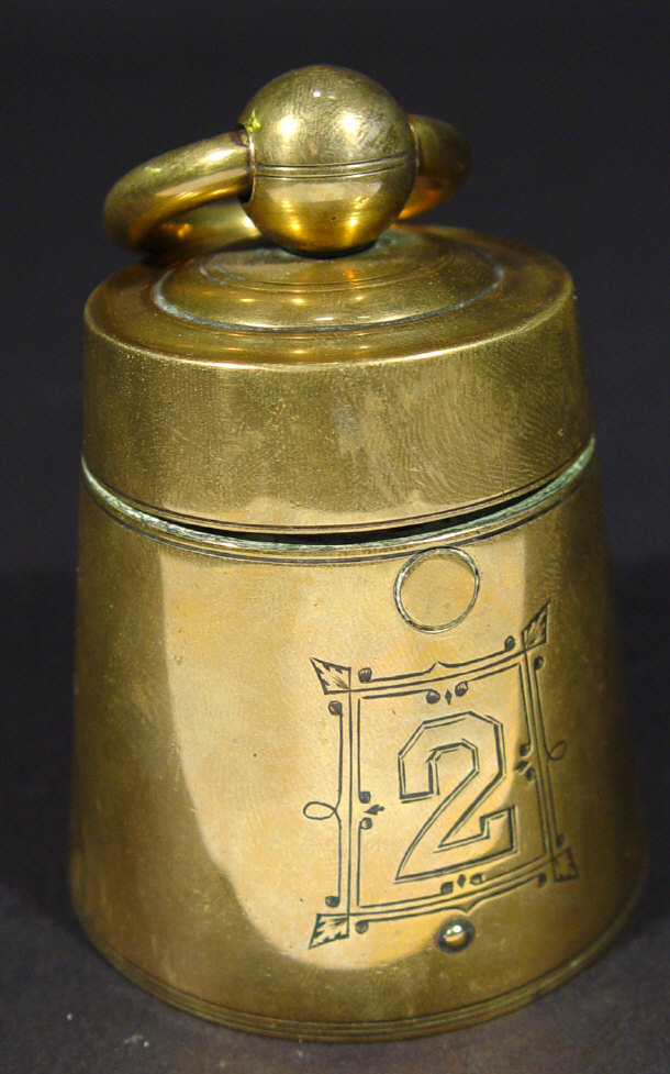 Appraisal: Victorian novelty brass travelling inkwell in the form of a