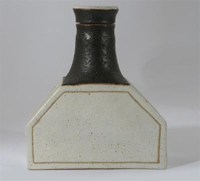 Appraisal: A Gambone Studio stoneware carafe and stopper painted in oatmeal