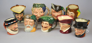 Appraisal: Nine small Royal Doulton character jugs - John Peel Cardinal