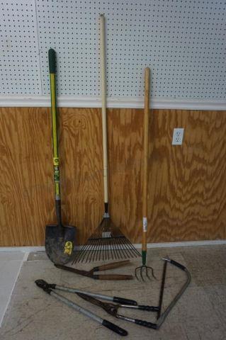 Appraisal: Includes a heavy duty pointed garden shovel prong garden cultivator