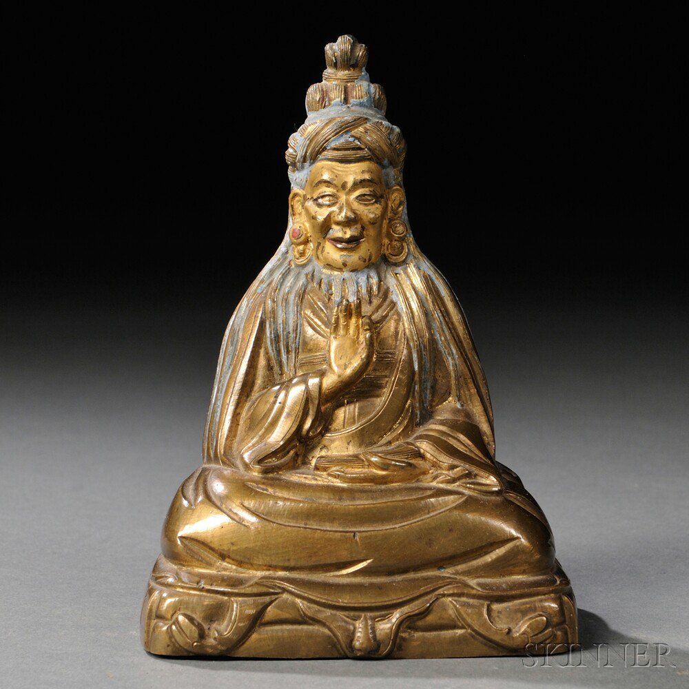 Appraisal: Gilt-bronze Figure of Thangtong Gyalpo Tibet depicted seated on an