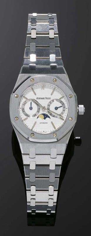 Appraisal: GENTLEMAN'S WRISTWATCH AUTOMATIC WITH MOON PHASE AUDEMARS PIGUET Steel 'Royal