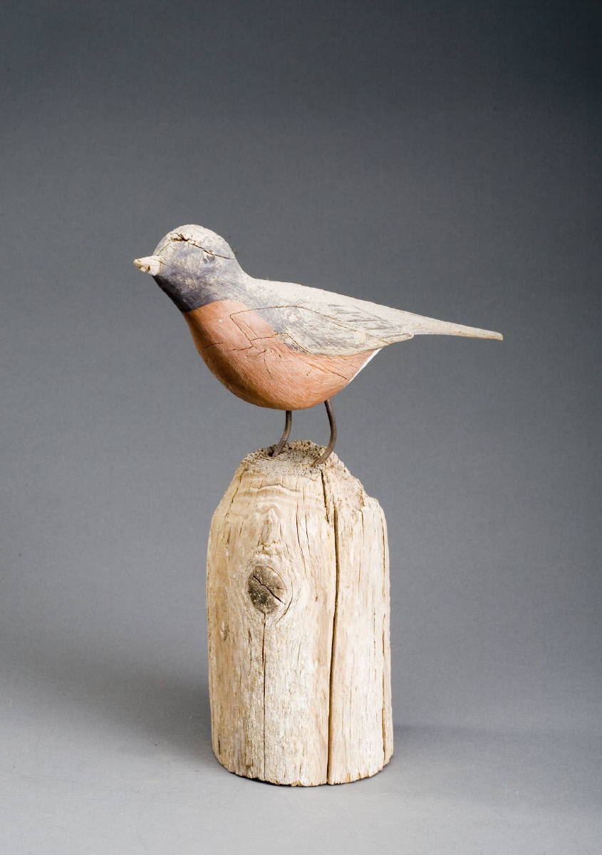 Appraisal: AGUSTUS A WILSON AMERICAN - CARVED AND PAINTED ROBIN CIRCA