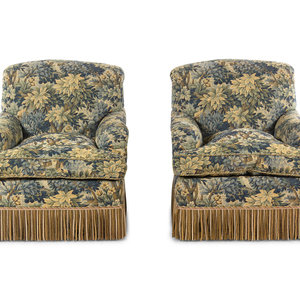 Appraisal: A Pair of Custom Armchairs with Verdure Upholstery and Bullion