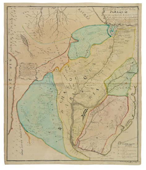 Appraisal: PARAGUAY Breitenbach Henricus Ferdinandus von Paraquay Hand-colored manuscript map loosely