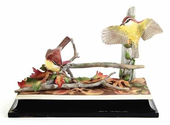 Appraisal: Boehm Carolina Wrens mounted on ebonized wood base signed on