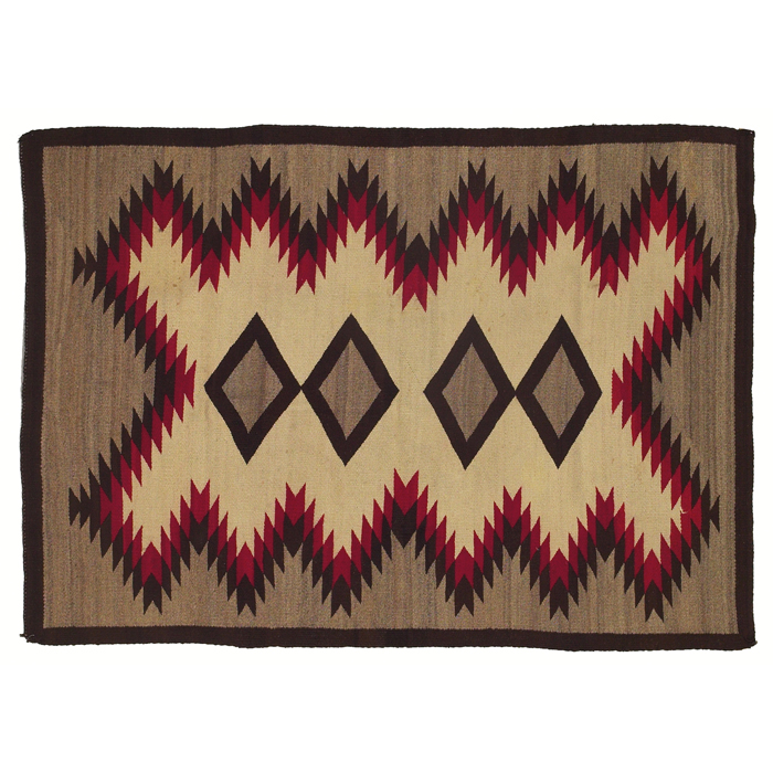 Appraisal: Navajo rug c diamond pattern in red brown and cream