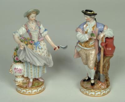 Appraisal: A PAIR OF MEISSEN PORCELAIN FIGURES Gardener and Companion he