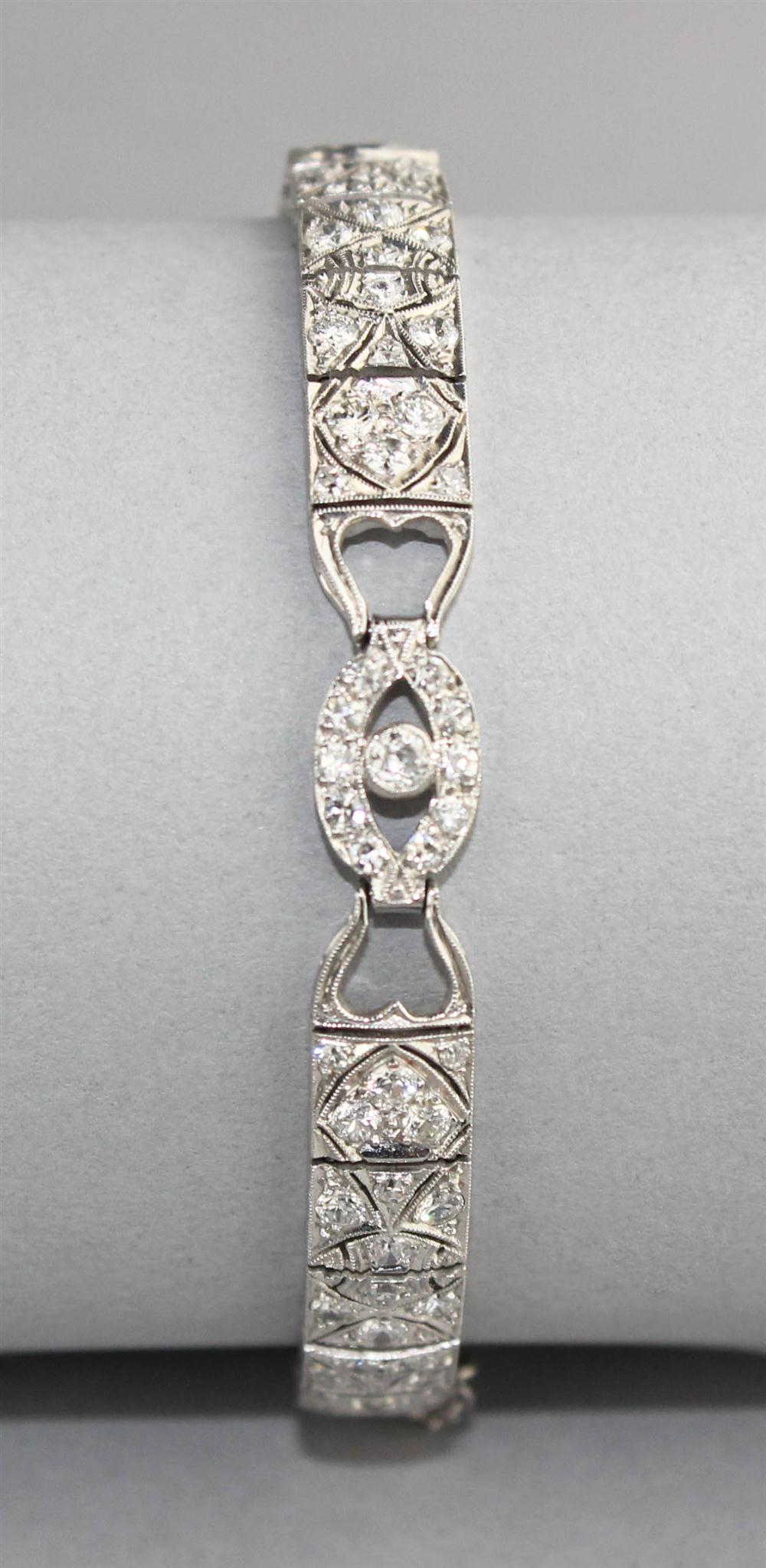 Appraisal: ART DECO DIAMOND AND PLATINUM BRACELET the open work bracelet