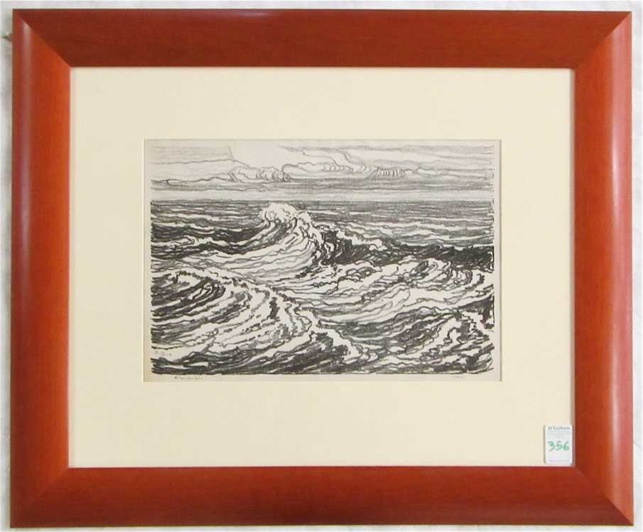 Appraisal: BIRGER SANDZEN PRINT Kansas Colorado Sweden - Waves a seascape