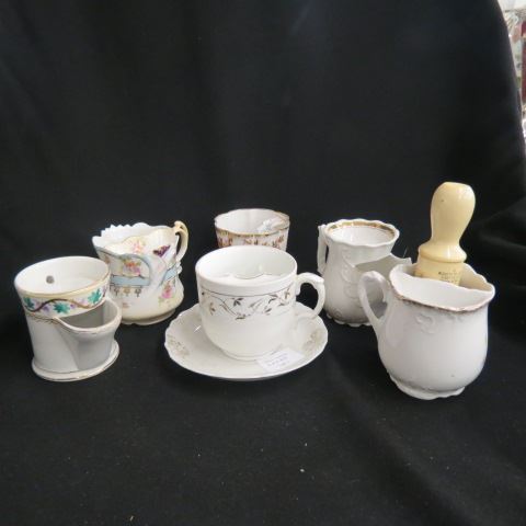 Appraisal: Collection of Victorian Mustache Cups porcelain plus a brush