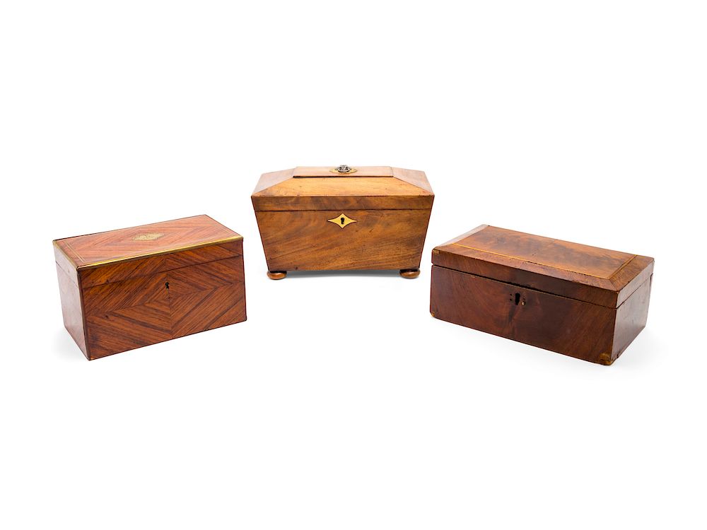 Appraisal: Three Regency Tea Caddies Three Regency Tea Caddies Early th