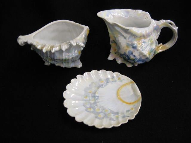 Appraisal: Royal Bayreuth Porcelain Figural Shell Items includes creamer sugar dish