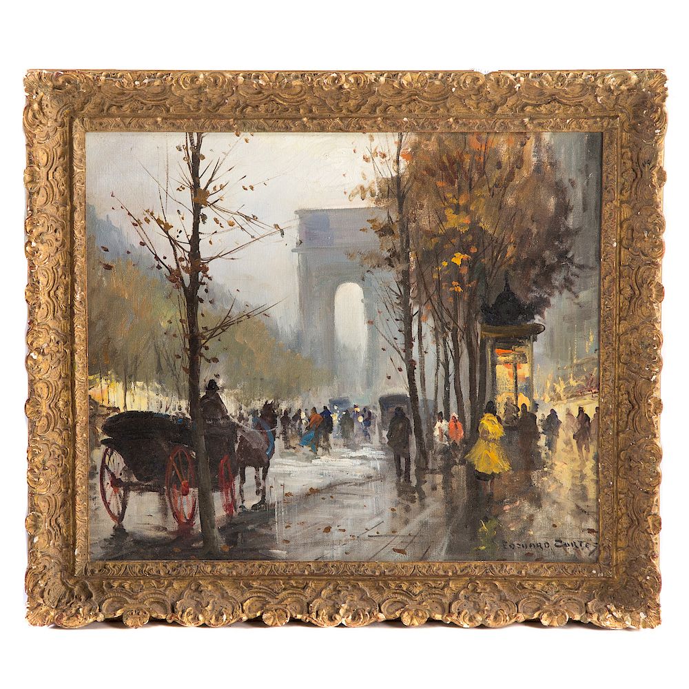 Appraisal: After Edouard Cortes Paris Street Scene oil Oil on canvas