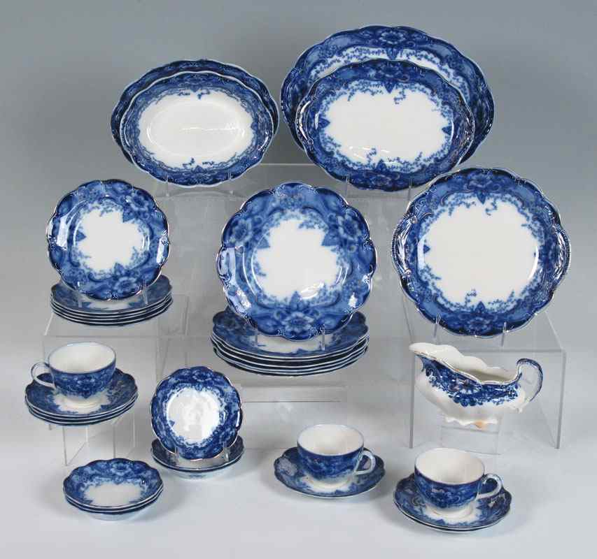 Appraisal: JOHNSON BROS FLOW BLUE CHINA IN THE ARGYLE PATTERN piece