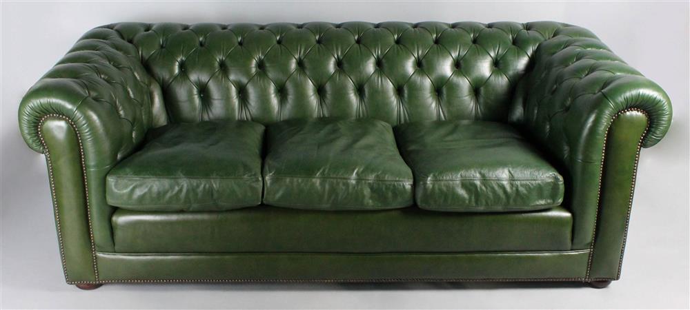 Appraisal: RIST COMPANY CHESTERFIELD HUNTER GREEN SOFA having a straight back