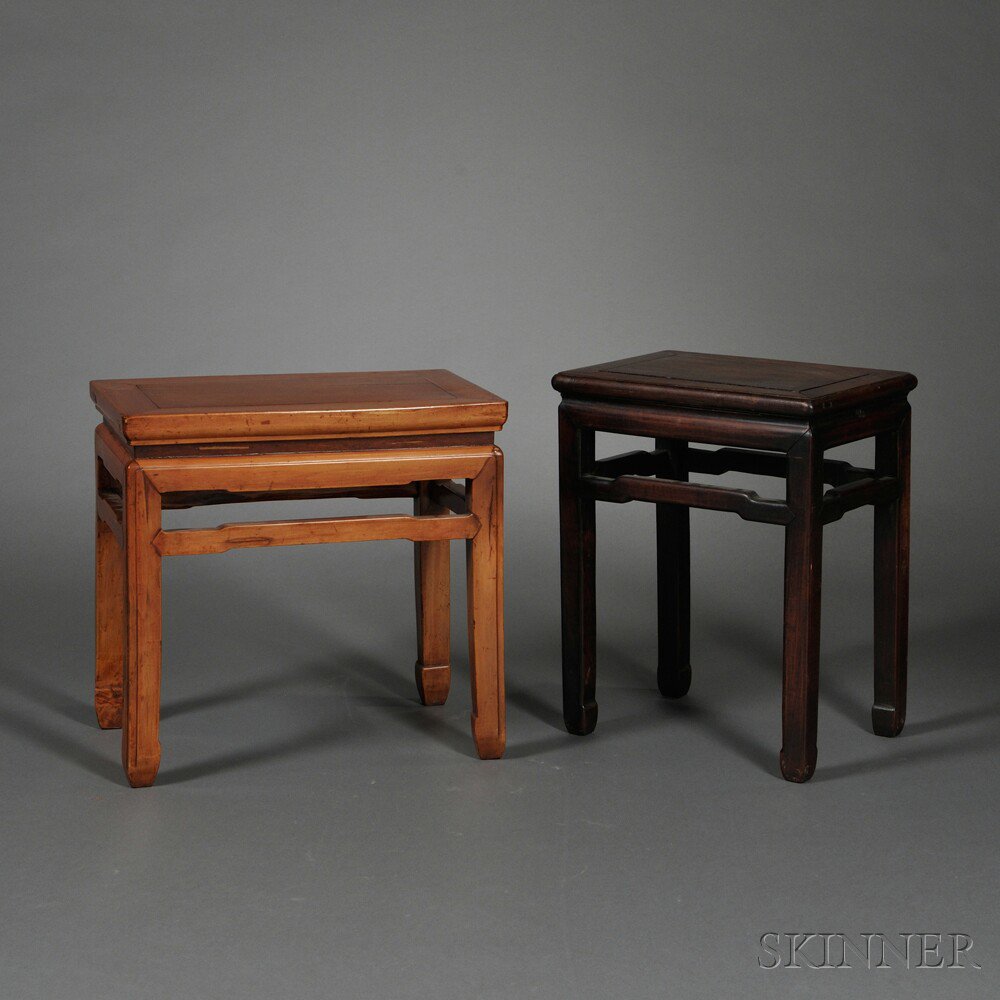 Appraisal: Two Wood Stands China late th early th century rectangular