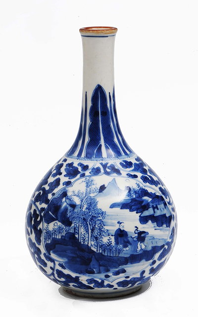 Appraisal: A Chinese blue and white porcelain bottle vaseKangxi - having