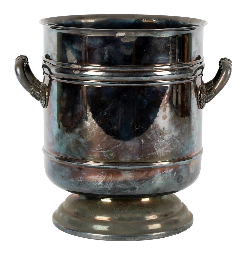 Appraisal: CHRISTOFLE SILVER-PLATE ICE BUCKETcontemporary the cylindrical body with embossed torus