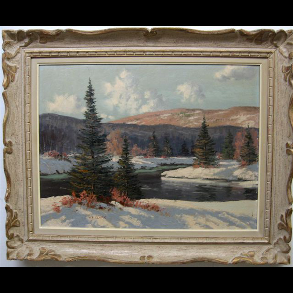 Appraisal: WINTER SCENE T E CLARK TH CENTURY CANADIAN OIL ON