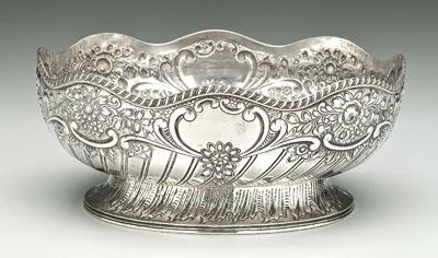 Appraisal: English silver bowl oval with scalloped rim conforming pedestal base