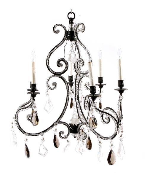 Appraisal: A Neoclassical style rock crystal and cut glass six light