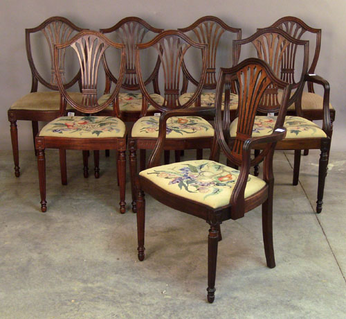 Appraisal: Set of eight Sheraton style mahogany dining chairs