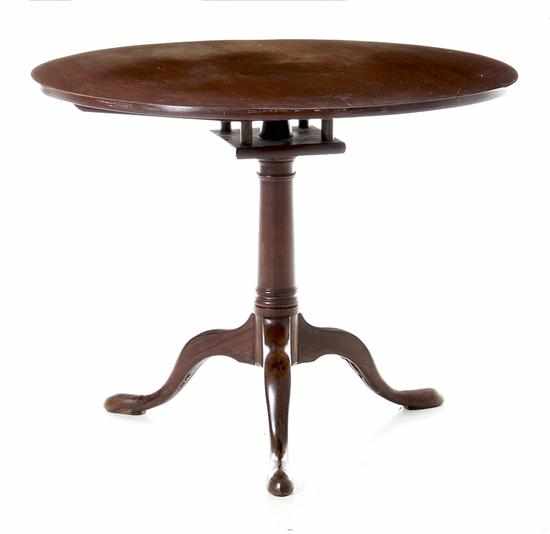 Appraisal: Chippendale mahogany birdcage tea table early th century circular top