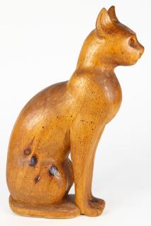 Appraisal: Carved Egyptian Revival style wooden cat Carved Egyptian Revival style