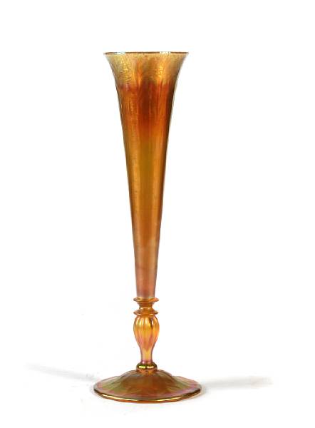 Appraisal: A Tiffany Favrile glass trumpet vase circa inscribed L C