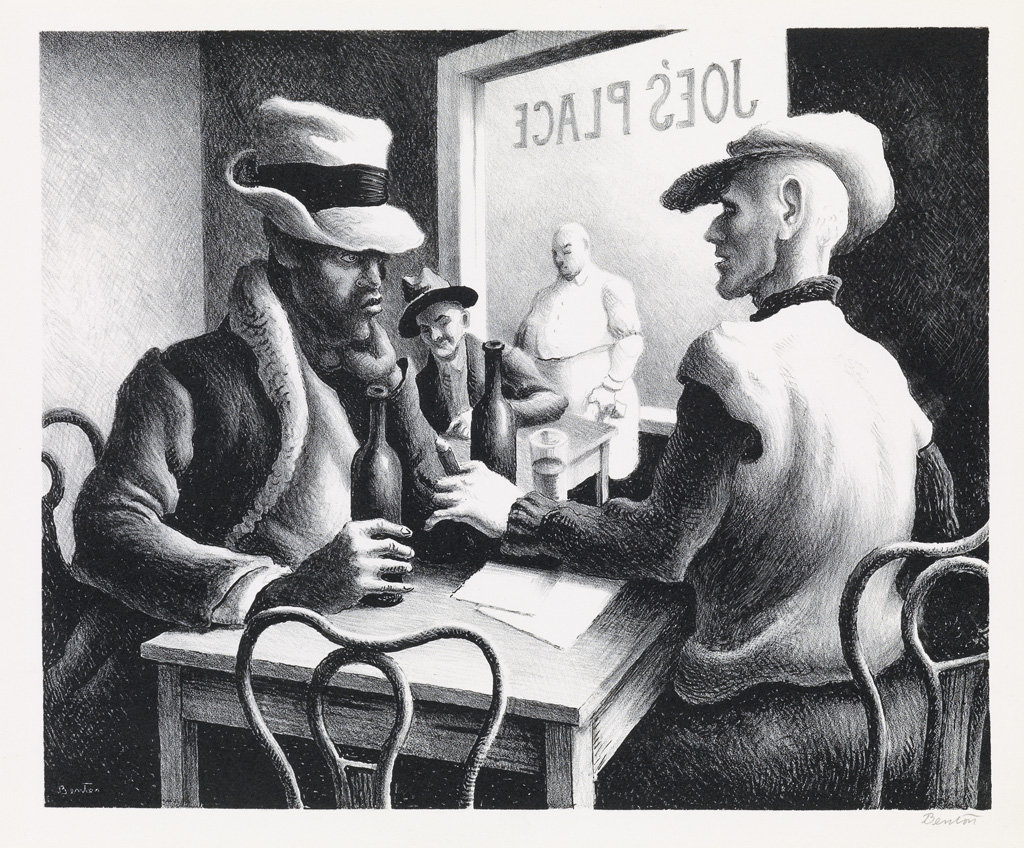 Appraisal: THOMAS HART BENTON The Discussion Lithograph x mm x inches