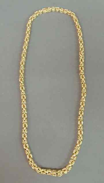 Appraisal: Gold necklace k yg Byzantine style link l mm width